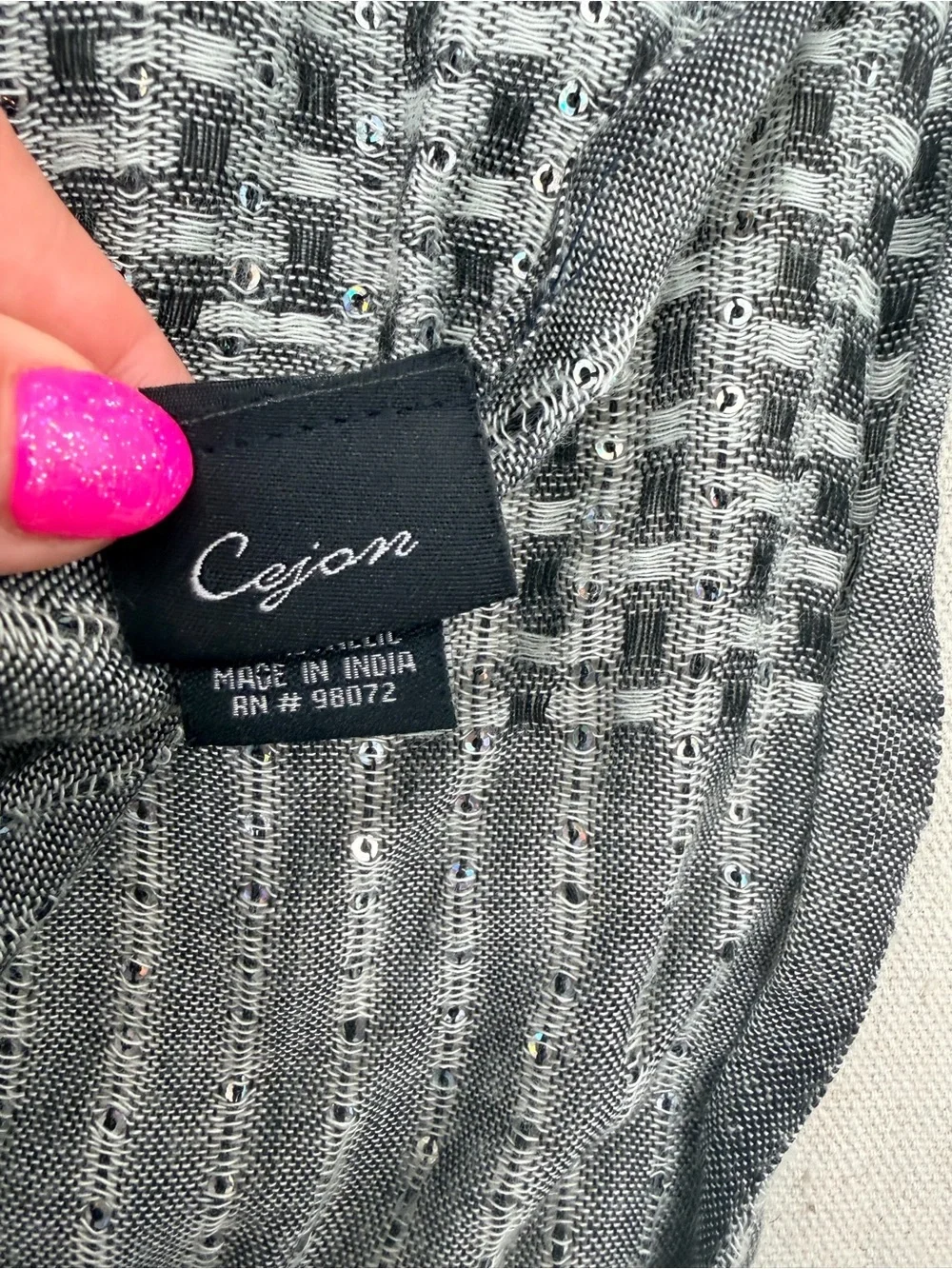 Cejon Black and Silver Metallic Knit Scarf